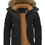 Lonya Winterjas voor Heren, Parka, Winterjassen, Waterafstotend, Outdoorjassen, Fleecejas, Vrijetijdsjas, Overgangsjas met Afneembare Capuchon, zwart, XL