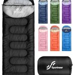 Beste slaapzakken Sportneer Slaapzakken voor volwassenen 220×80cm, Kinderslaapzak 3-4 seizoenen lichtgewicht backpacken slaapzak koud weer en warm, compact, enkele volwassen meisjes jongens camping slaapzak (Zwart)