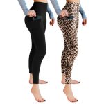 Leafigure 2-pack Sportleggings voor Dames, Hoge Taille Sportbroek met Zakken, Gym Leggings, Ondoorzichtig voor Sport, Yoga, L-XL