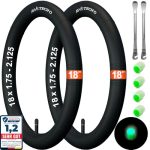 Binnenband 18 x 1,75-2,125 voor kinderfiets, vouwfiets en fietskar 18 inch - Schrader ventiel 32 mm - 2 stuks met bandenlichters