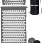 LifeGoods Acupressuur Mat met Kussen, 2x Triggerpoint Massage Ballen en Draagtas | Spijkermat voor Ontspanning en Pijnverlichting | Acupunctuur Massage Set | Lotus Shakti Mat | Grijs & Wit
