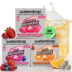 Beste sportdrank wielrennen waterdrop® Microlyte Mix – 36 Suikervrije Elektrolyten Cubes met Mineralen voor Sport, Hydratatie & Herstel – Isotone Sportdrank – Magnesium, Calcium & Zink – Sinaasappel, Aardbei & Bes – Veganistisch