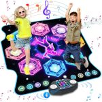Terramus Dansmat voor meisjes, speelgoed voor kinderen, 27 niveaus, dansmat met 8 led-lampjes vanaf 3, 4, 5, 6, 7, 8, 9, 10, 11 jaar, buiten, Montessori, verjaardagsgeschenken
